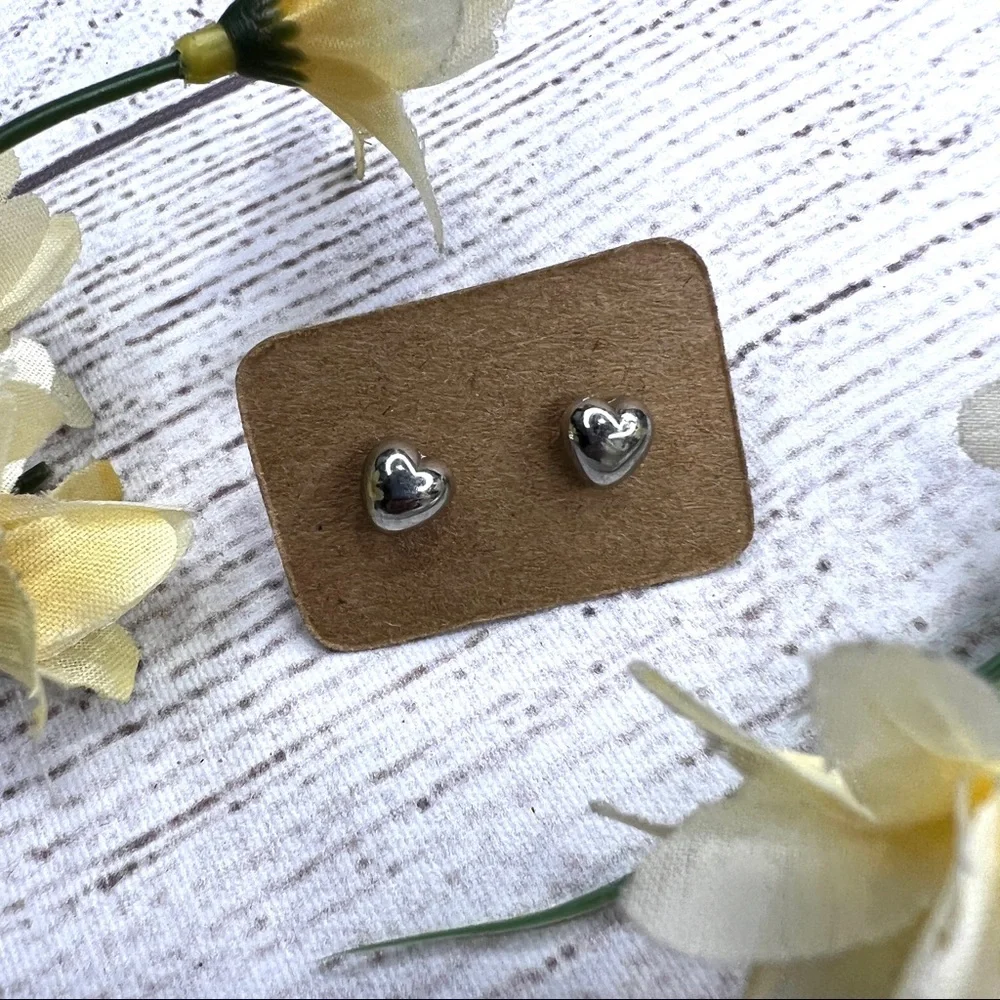 Heart Shape Silver Stud Earrings